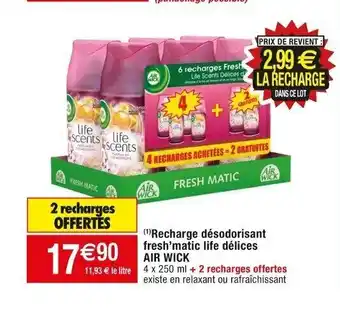 Cora x Carrefour (¹)Recharge désodorisant fresh'matic life délices AIR WICK offre