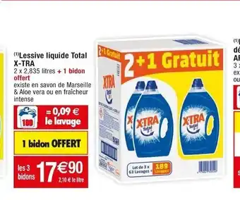 Cora x Carrefour (¹)Lessive liquide Total X-TRA offre