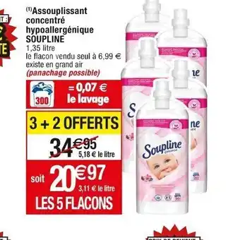Cora x Carrefour (¹) Assouplissant concentré hypoallergénique SOUPLINE 1,35 litre offre