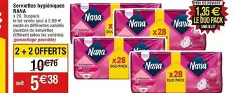 Cora x Carrefour Serviettes hygiéniques NANA offre