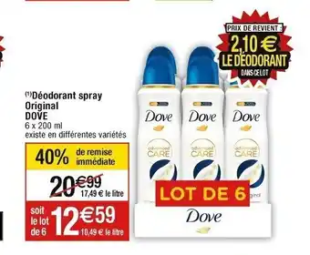 Cora x Carrefour (¹)Déodorant spray Original DOVE offre