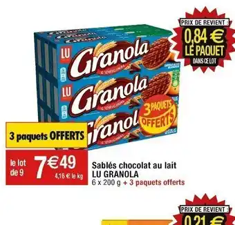 Cora x Carrefour Sablés chocolat au lait LU GRANOLA offre