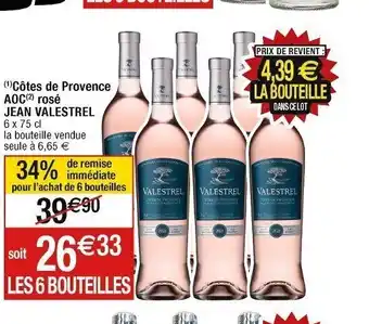 Cora x Carrefour (¹) Côtes de Provence AOC(2) rosé JEAN VALESTREL 6 x 75 cl offre
