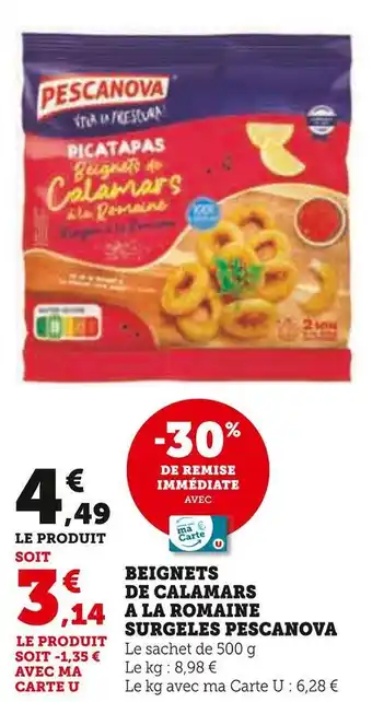 Super U Pescanova beignets de calamars a la romaine surgeles offre