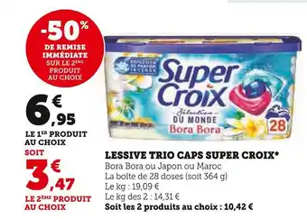Super U Super croix lessive trio caps * offre