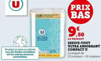Super U U essuie-tout ultra absorbant compact offre