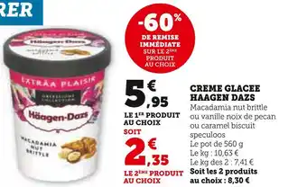 Super U Haagen dazs creme glacee offre