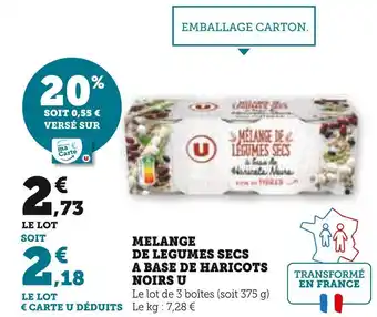 Super U U melange de legumes secs a base de haricots noirs offre
