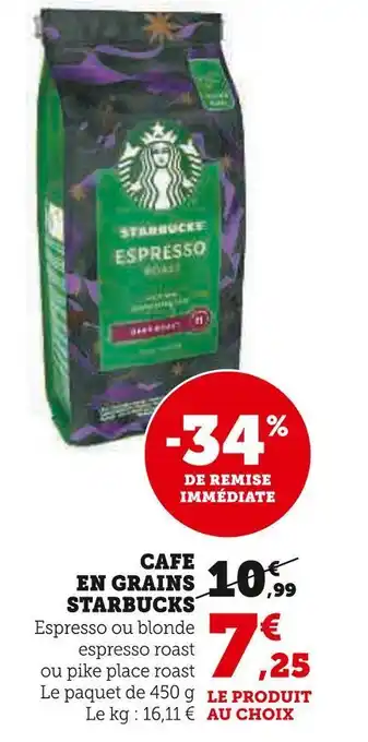 Super U Starbucks cafe en grains offre