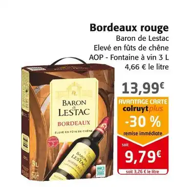 Colruyt Baron de lestac bordeaux rouge offre