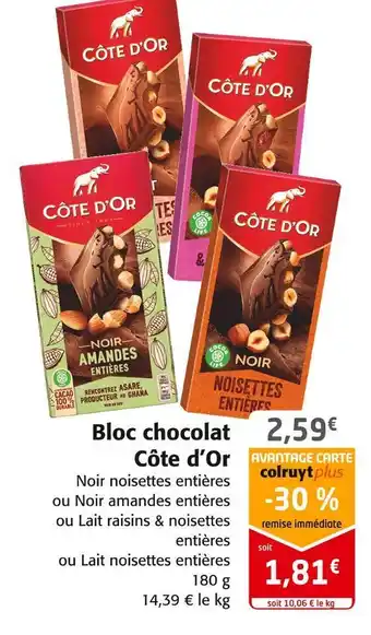 Colruyt Côte d’or bloc chocolat offre