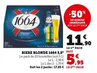 Super U 1664 biere blonde 5,5° offre