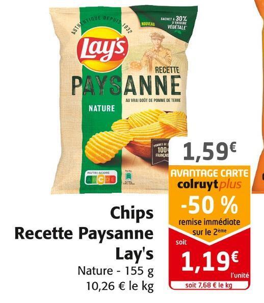Promo Lay's chips recette paysanne chez Colruyt