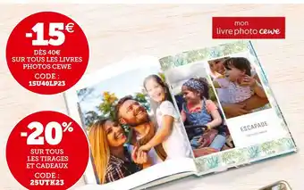 Hyper U -15€ dès 40€ sur tous les livres photos cewe offre