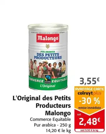 Colruyt Malongo l'original des petits producteurs offre