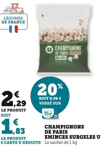 Super U U champignons de paris eminces surgeles offre