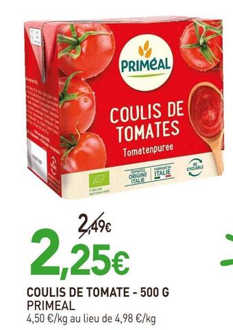 naturéO Primeal coulis de tomate offre