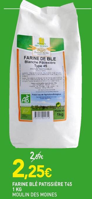 naturéO Moulin des moines farine blé patissière t45 offre