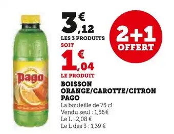 U Express Pago boisson orange/carotte/citron offre