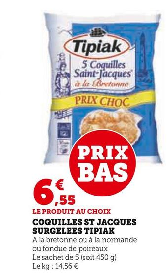 U Express Tipiak coquilles st jacques surgelees offre