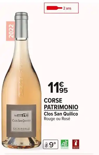 Carrefour Market Clos san quilico corse patrimonio offre