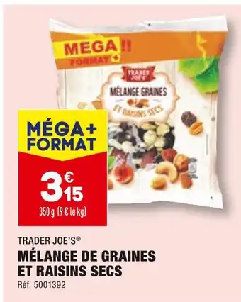 ALDI Trader joe’s mélange de graines et raisins secs offre