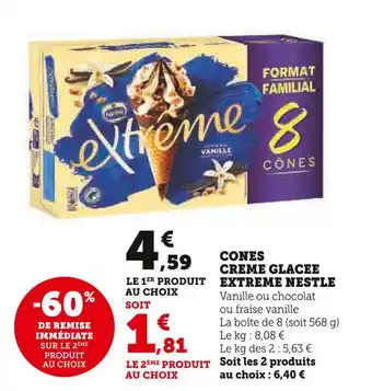 U Express Nestle cones creme glacee extreme offre