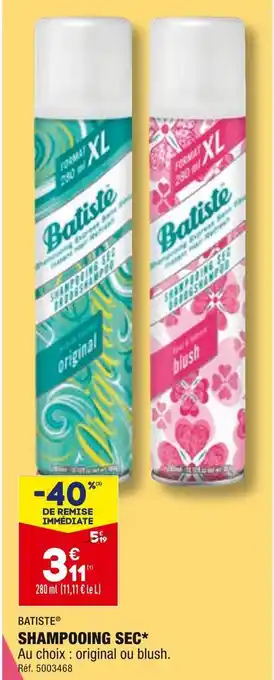 ALDI Batiste shampooing sec* offre