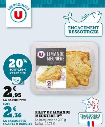 U Express U filet de limande meuniere offre