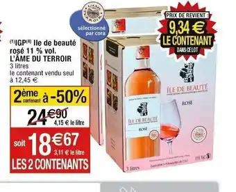 Cora x Carrefour lle de beauté rosé 11 % vol. L'ÂME DU TERROIR 3 litres offre