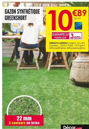 Décor Discount Gazon synthétique greenshort offre