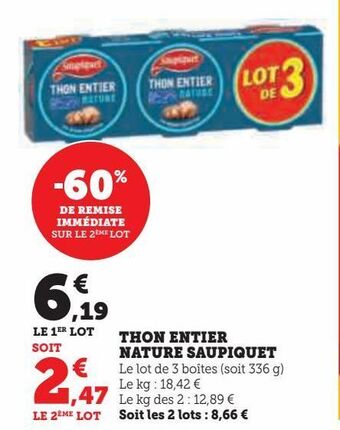 Hyper U Thon entier nature saupiquet offre