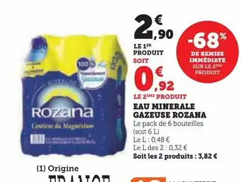 Hyper U Eau minerale gazeuse rozana offre