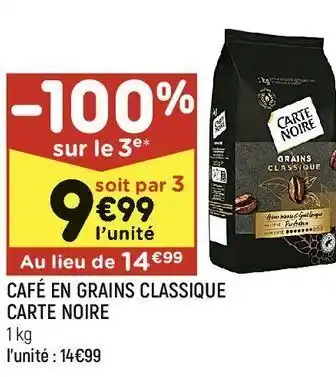 Leader Price Café en grains classique carte noire offre