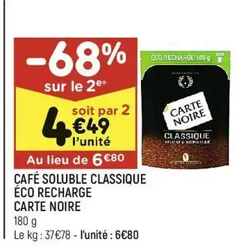 Leader Price Café soluble classique eco recharge carte noire offre