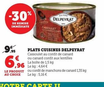 Hyper U Plats cuisinés delpeyrat offre