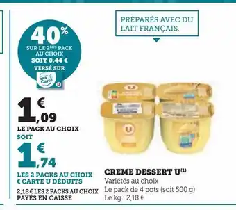 Hyper U Creme desserts u offre