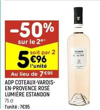Leader Price Aop coteaux varois en provence rosé lumiere estandon offre