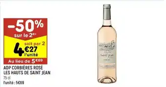 Aop corbiéres rosé les hauts de saint jean