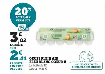 Hyper U Oeufs plein air bleu blanc coeur u offre