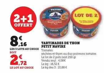 Hyper U Tartinades de thon petit navire offre