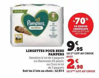 Hyper U Lingettes pour bebe pampers offre