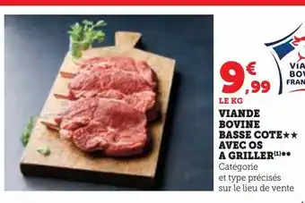 Hyper U Viande bovine basse cote avec os a griller offre