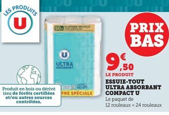 Hyper U Essuie tout ultra absorbant compact u offre