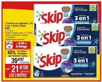Cora x Carrefour Lessive en capsules skip offre
