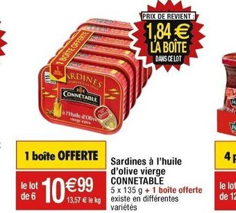 Cora x Carrefour Sardines à l'huile d'olive vierge CONNETABLE offre
