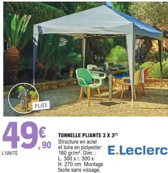 E.Leclerc TONNELLE PLIANTE 3 X 3(¹) offre