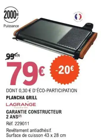 E.Leclerc PLANCHA GRILL LAGRANGE offre