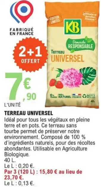 E.Leclerc TERREAU UNIVERSEL KB offre