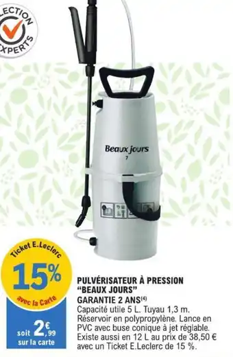 E.Leclerc PULVÉRISATEUR À PRESSION "BEAUX JOURS" offre